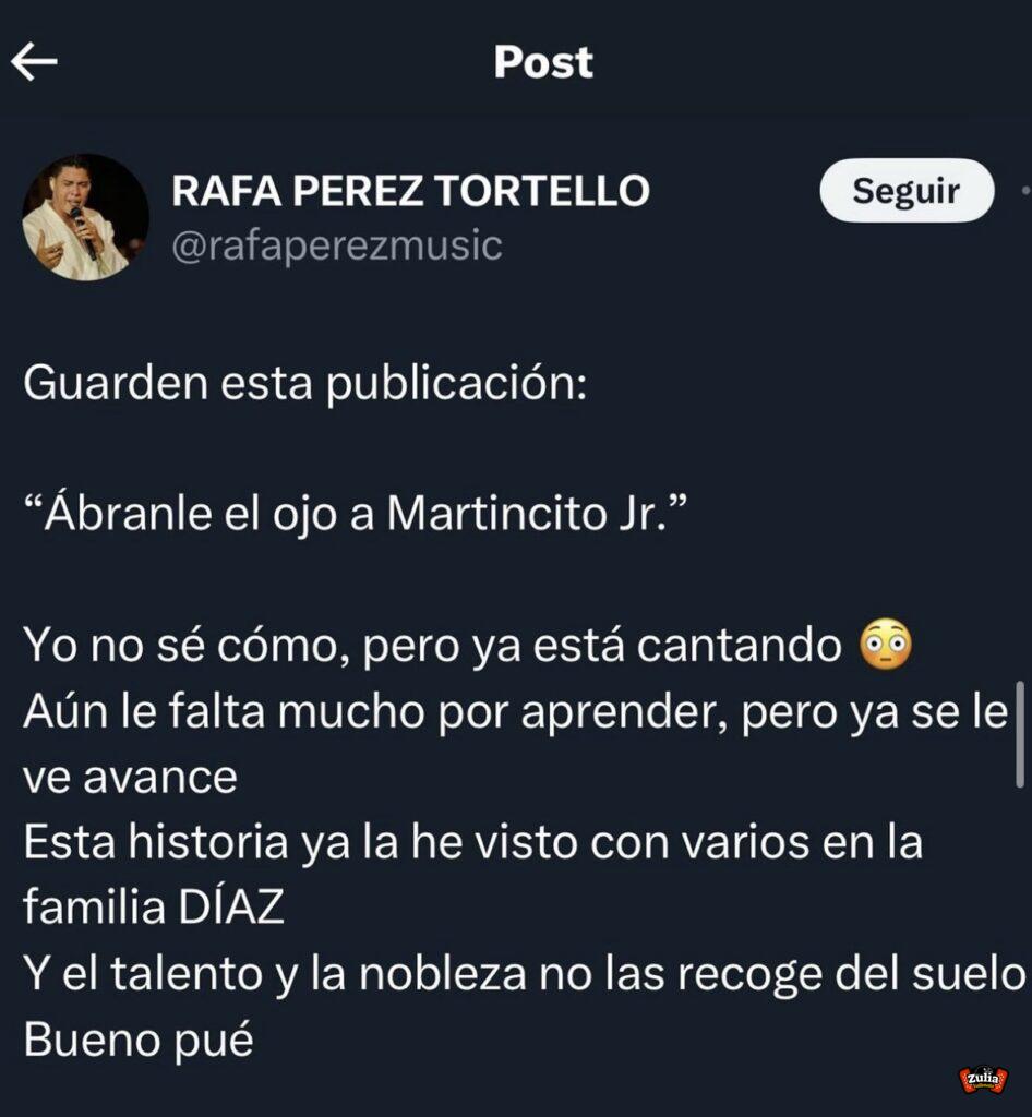 Esto es lo que opina Rafa Pérez de Martín Elías Jr y sus ganas de ser cantante